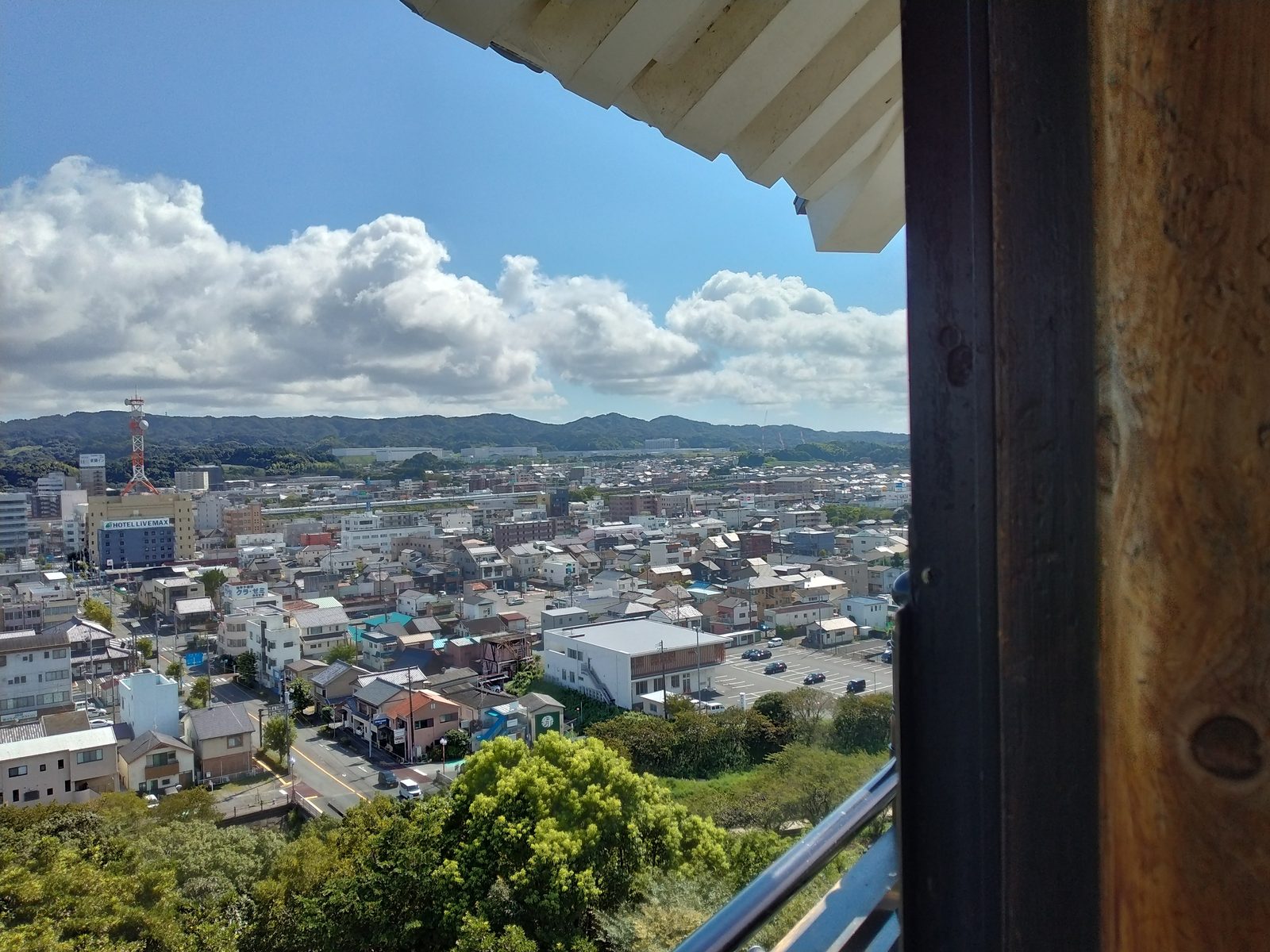 掛川城天守の最上階から見た掛川の市街