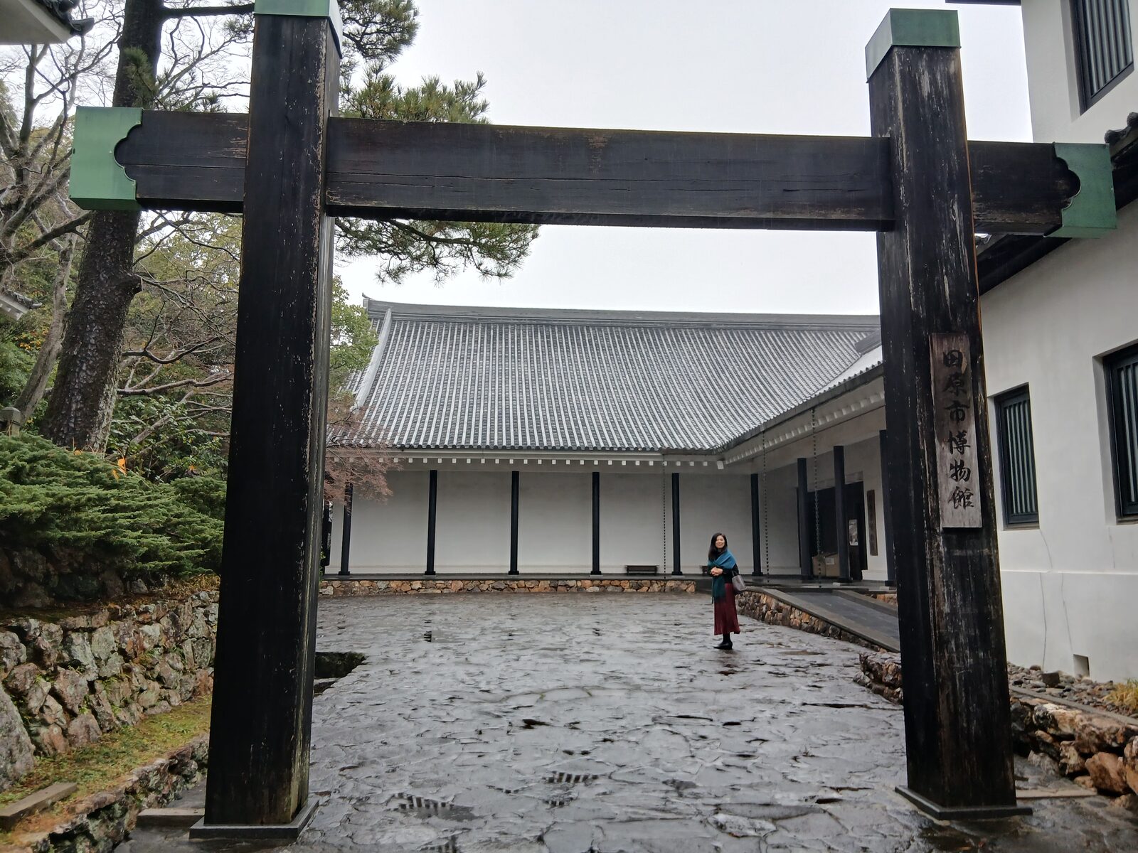 城内に鎮まる巴江神社の鳥居