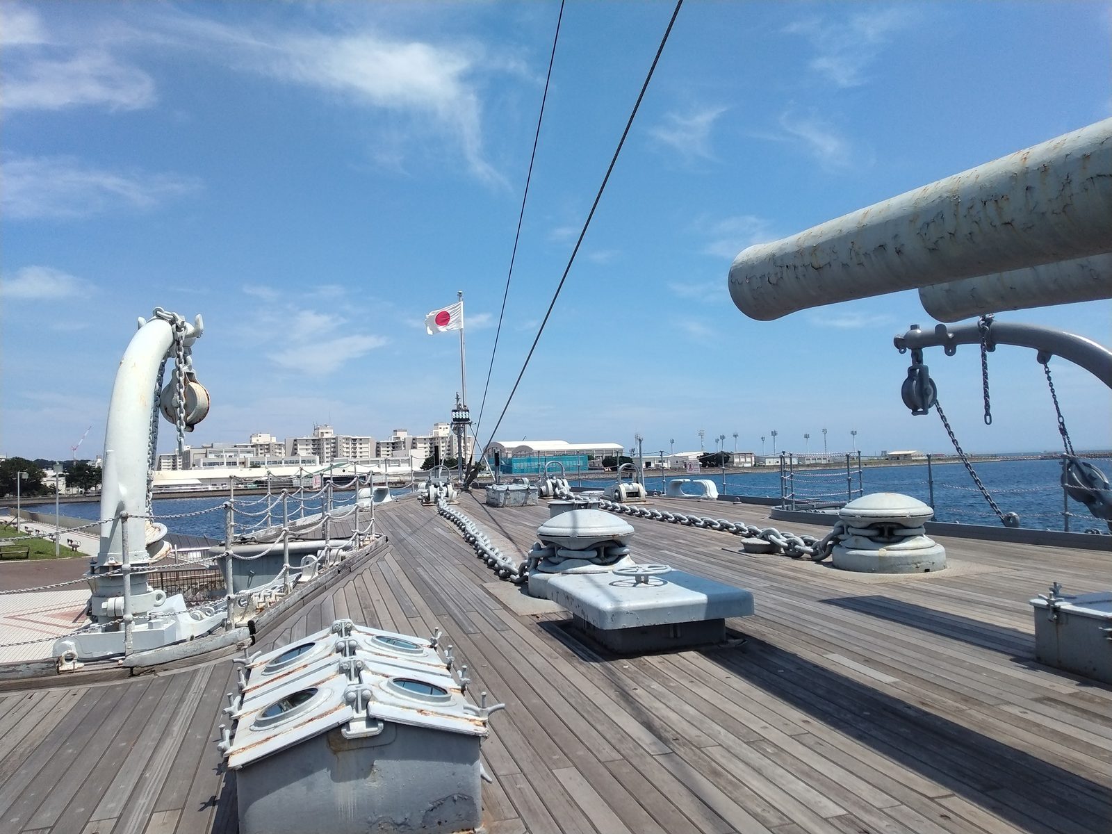 記念艦三笠の前甲板と主砲