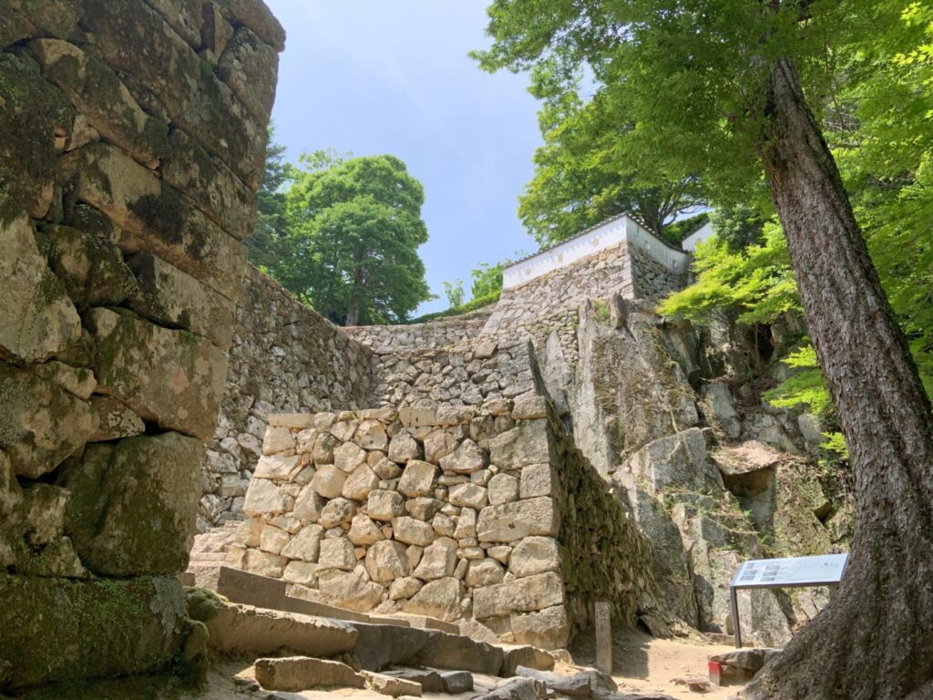 岩盤の上に積まれた備中松山城の石垣