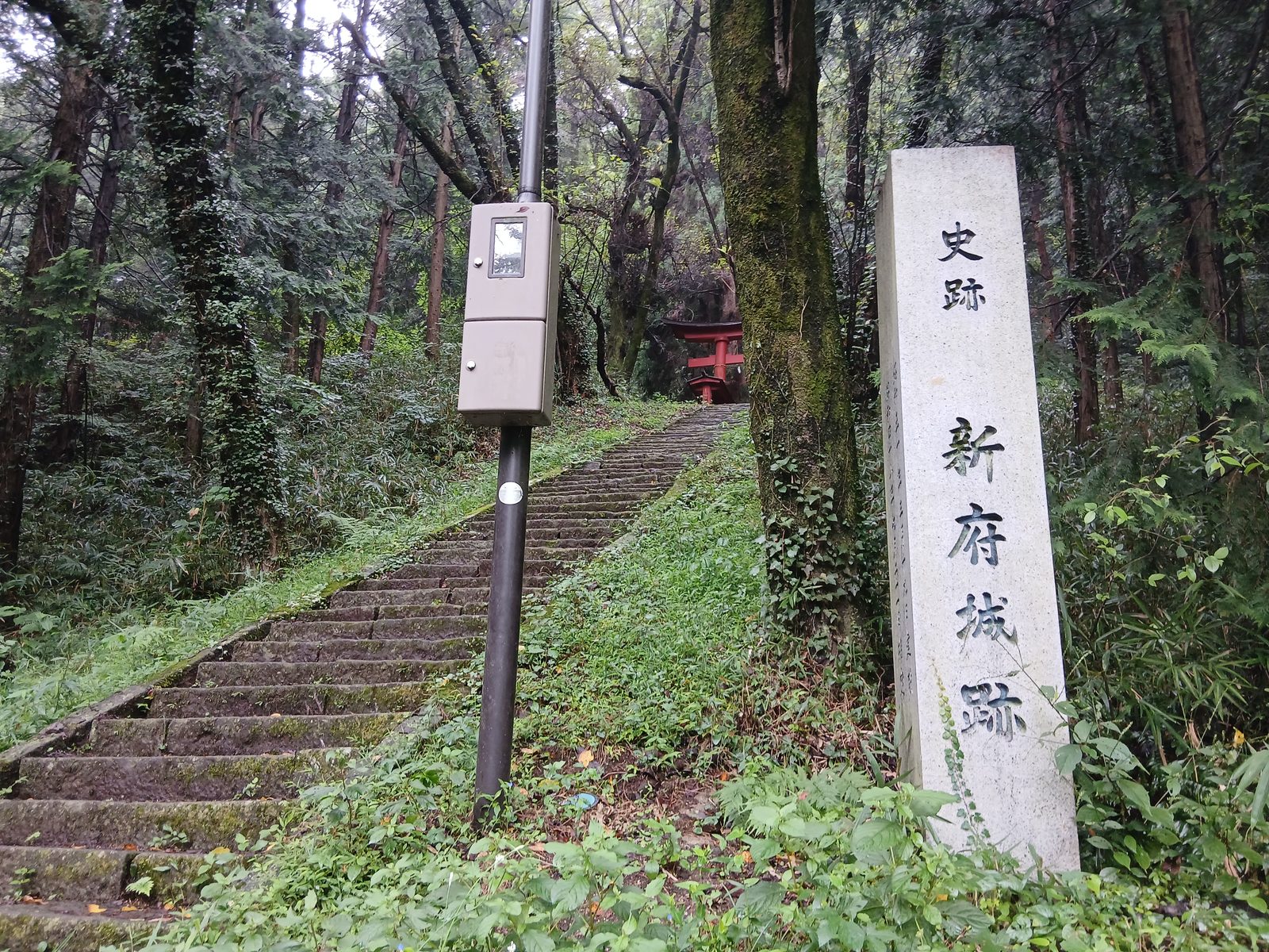 史跡碑と、本丸へ続く石段