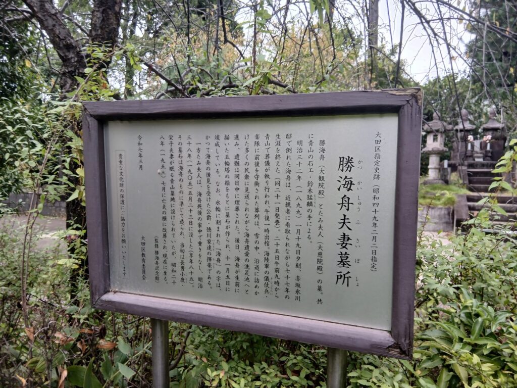勝海舟夫妻墓所の案内板