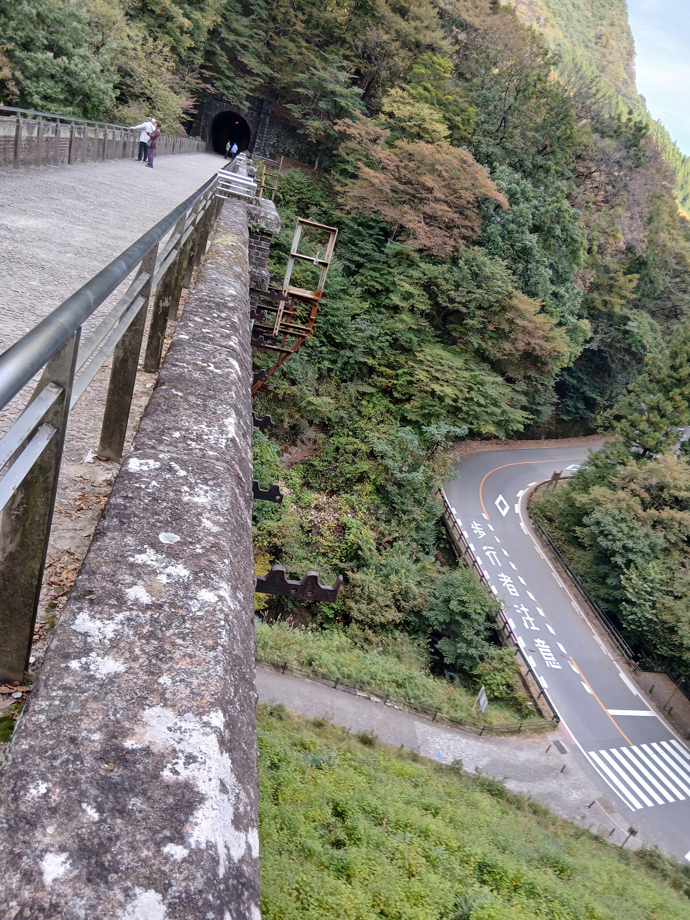 めがね橋の上から見下ろした旧国道18号